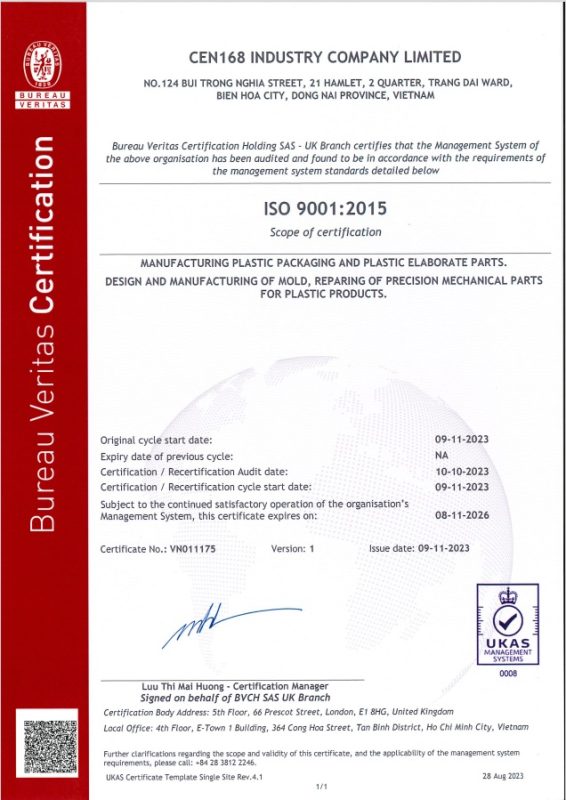 CEN168 chính thức đón nhận CHỨNG CHỈ ISO 9001:2015